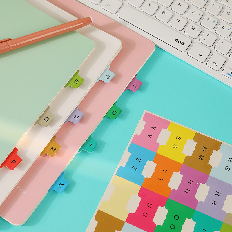 6张混装1.5cm英文字母索引分页贴记事便签本分隔页不干胶N次贴纸,文具电教/文化用品/商务用品,便签本/便条纸/N次贴,淘宝优惠券,粉丝福利购,淘宝优惠卷