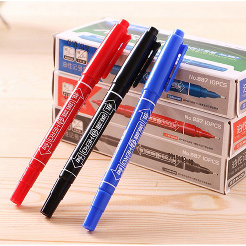粗细双头小号记号笔油性马克笔不掉色勾线笔索引标签贴书写专用笔