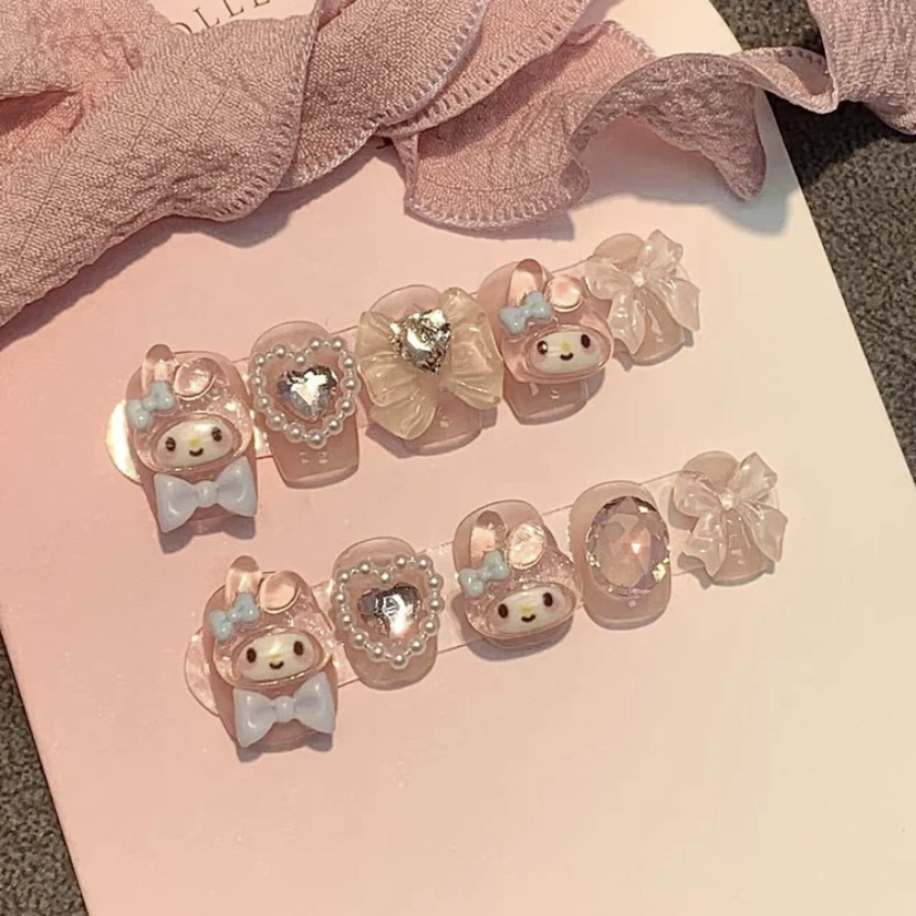 半手工穿戴甲秋冬卡通多巴胺美少女可爱美乐蒂显白可拆卸美甲