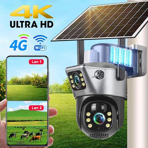 太阳能监控器摄像头360度无死角手机远程室外高清夜视4G无电