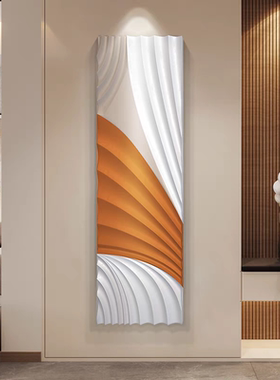 现代轻奢沙发背景墙挂画3d立体木雕壁画高级感橙色玄关艺术装饰画