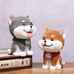 包邮创意可爱狗狗柴犬存钱罐摆件树脂工艺品家居搪胶储蓄罐摆件