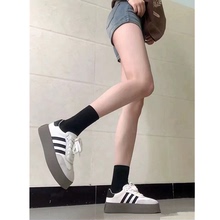厚底德训鞋女2025新款春季真皮阿甘鞋松糕板鞋百搭休闲运动小白鞋