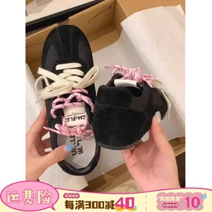 韩国女高~复古鸳鸯鞋带德训鞋女小众阿甘鞋平底百搭运动休闲板鞋