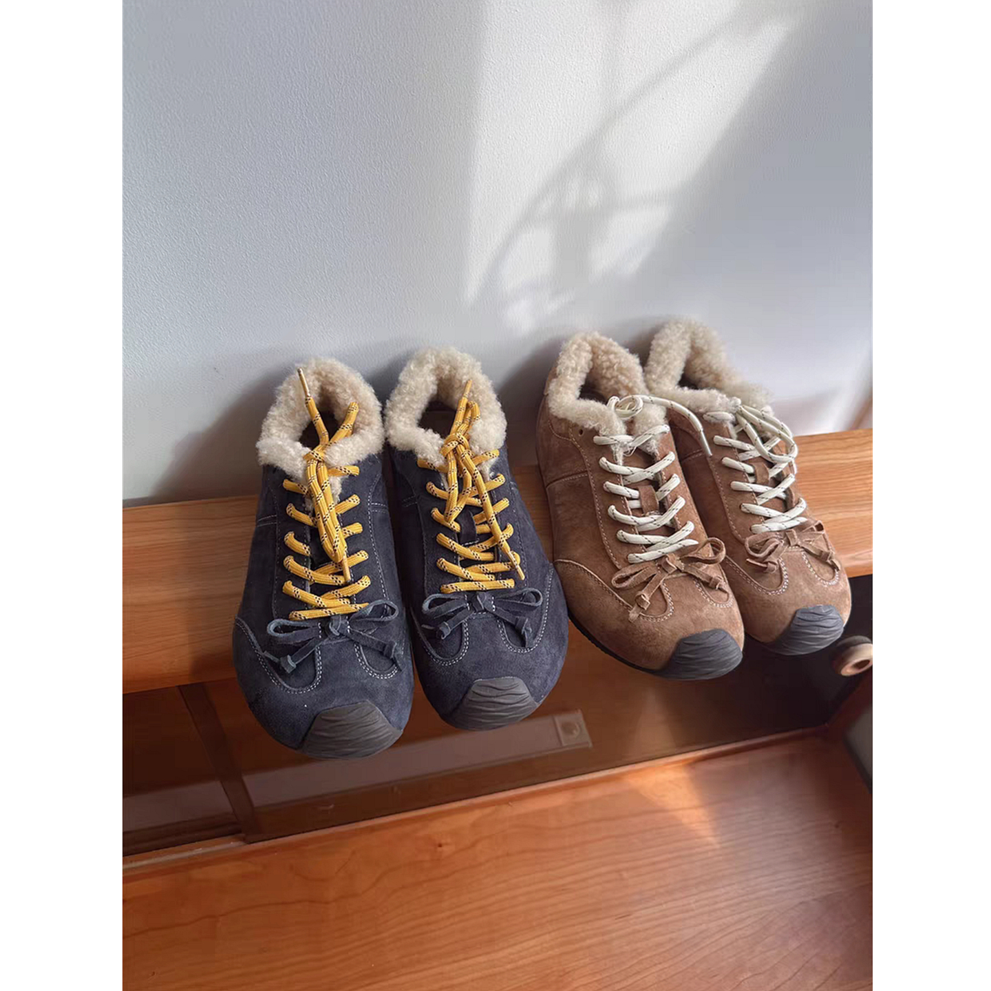 羊羔毛歪头德训鞋加绒阿甘运动鞋