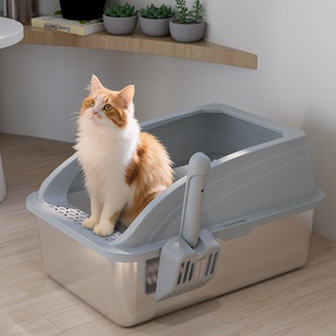 喵小森猫砂盆幼猫仓鼠兔子半封闭斜坡踏板防臭防外溅猫厕所屎盆子