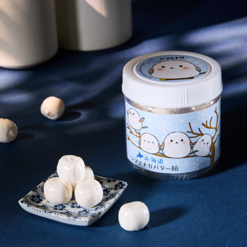 日本昭和制果糖果奶乳黄油糖北海道长尾山雀小鸟黄油糖罐装50g