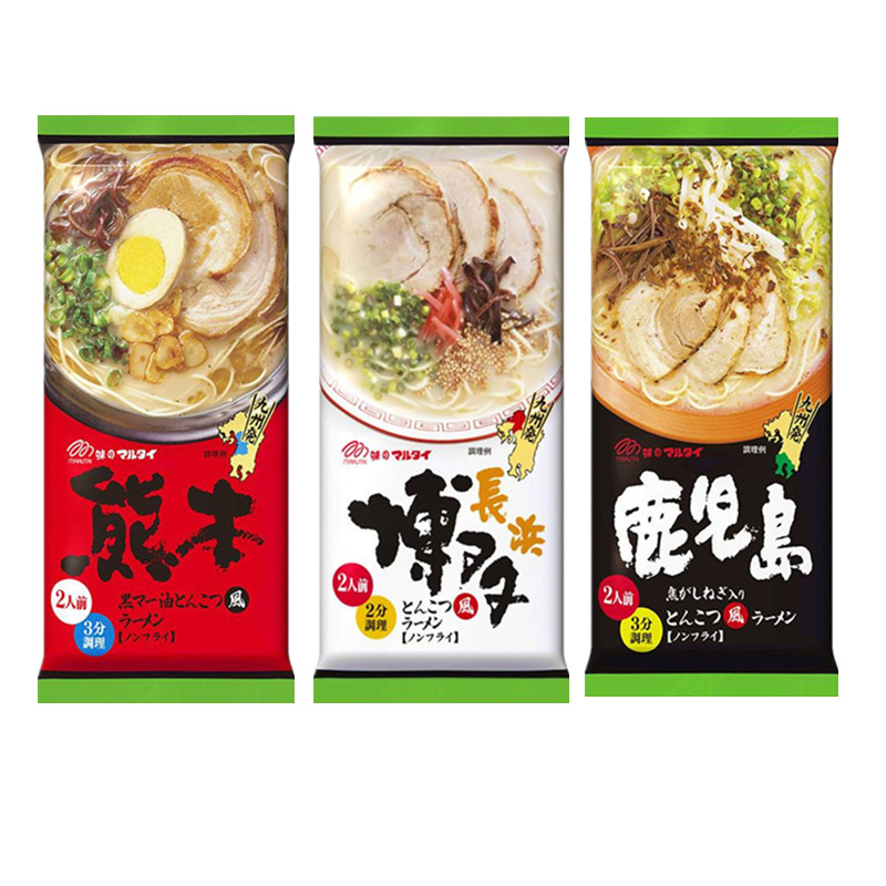 日本进口 九州熊本拉面博多鹿儿岛豚骨味久留米速食汤明星一平面