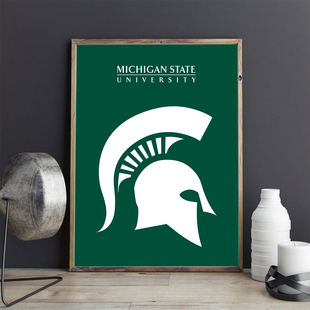 MSU挂画密歇根州立大学装饰画居家办公现代简约卧室客厅 背景墙
