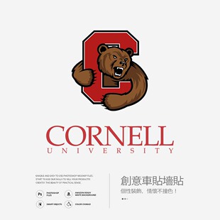 Cornell康奈尔大学墙贴办公室玻璃贴纸装饰个性创意车贴咖啡店定