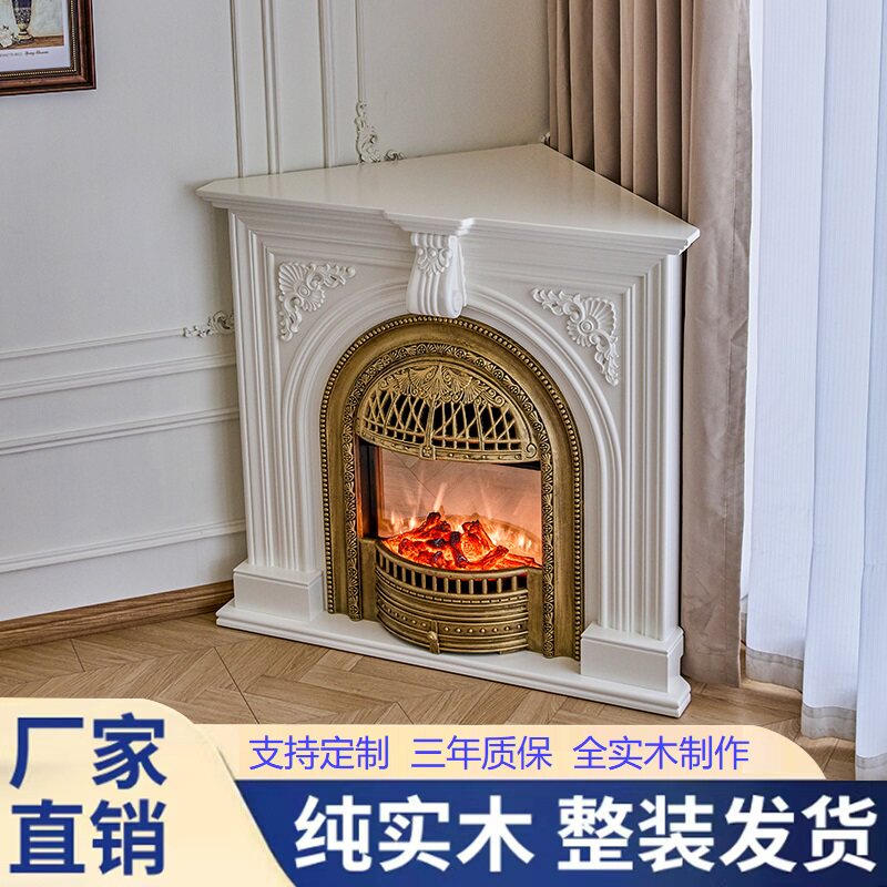 法式仿真火鸟笼壁炉定制角落柜三角转角拐角壁炉装饰柜实木玄关柜