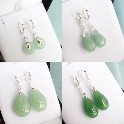 纯银防过敏玉耳坠清仓处理