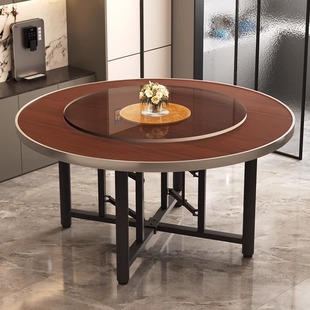 新中式可折叠大圆桌椅组合带转盘家用10人吃饭洽谈桌子酒店大餐桌