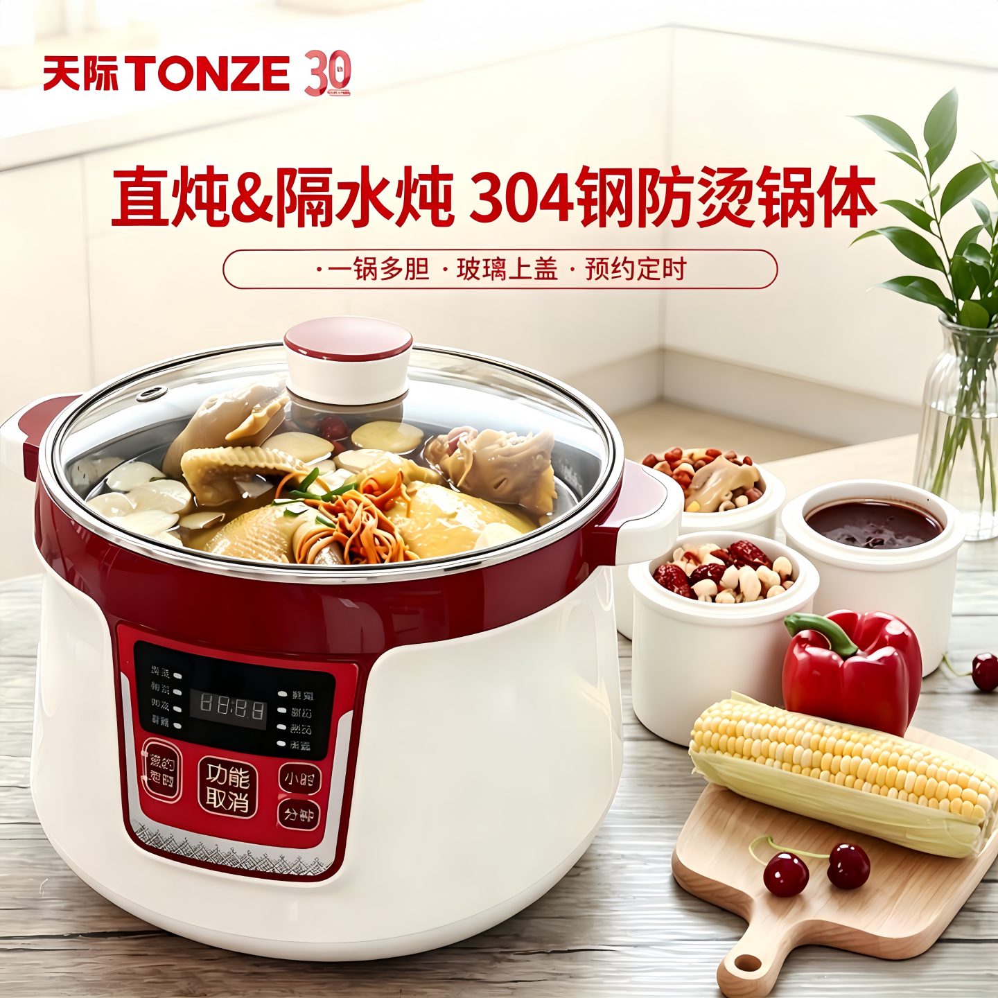 天际304钢隔水炖电炖盅全自动