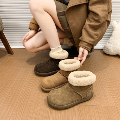 丑萌大头雪地靴女小土豆毛毛短靴