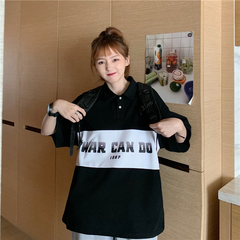 實拍夏裝衫學生短袖恤女新款學院風寬鬆韓版上衣服體恤