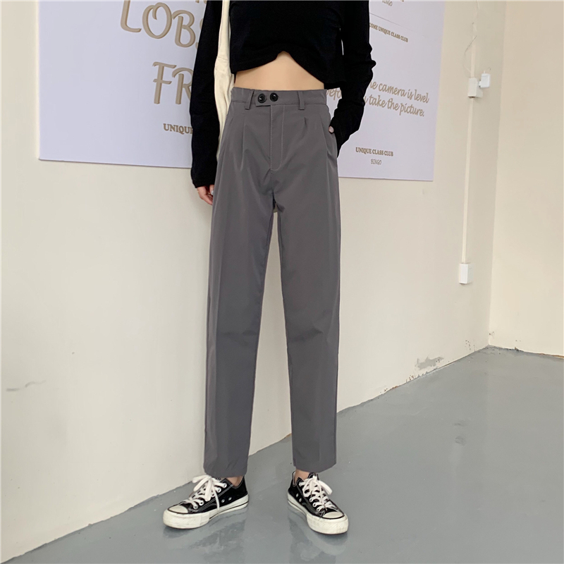 Shooting autumn new style suit pants women show thin nine point trousers small leg pants girlfriends straight tube loose pipe pants fashion