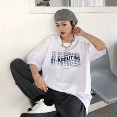 Real shot summer new Korean version ghost letter short sleeve T-shirt women's Hong Kong style trend loose half sleeve T-shirt