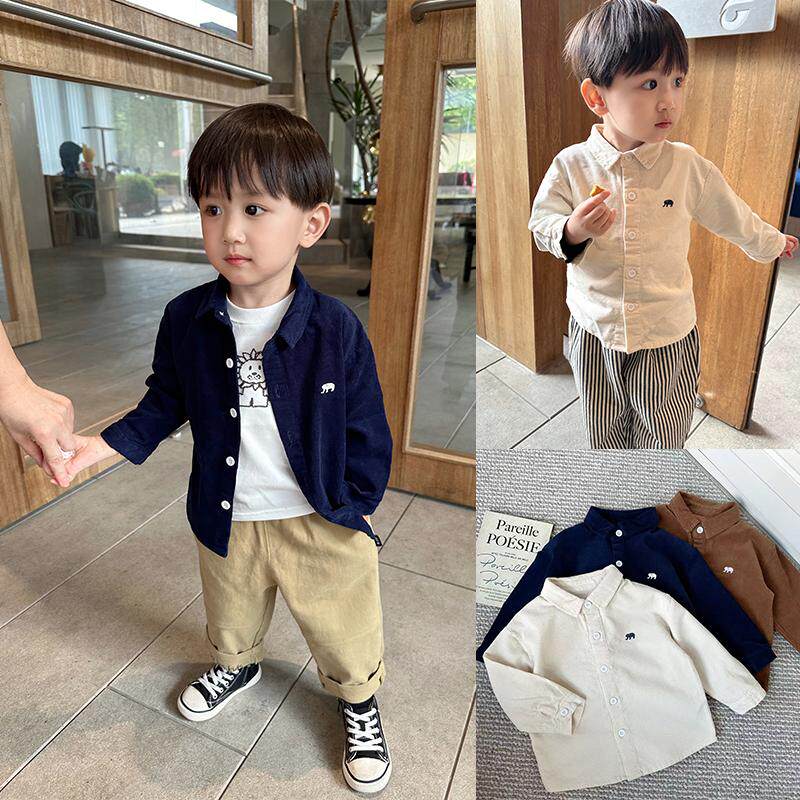 婴幼儿童灯芯绒小象刺绣衬衫