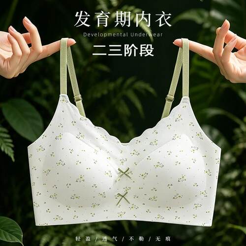 发育期少女二三阶段无痕内衣女孩初高中生固定杯垫文胸