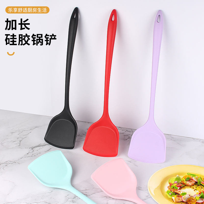 硅胶厨具 硅胶锅铲不粘锅专用 加长硅胶铲子硅胶锅铲中华铲炒菜铲