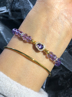 天然紫水晶手链女款葫芦手串礼物
