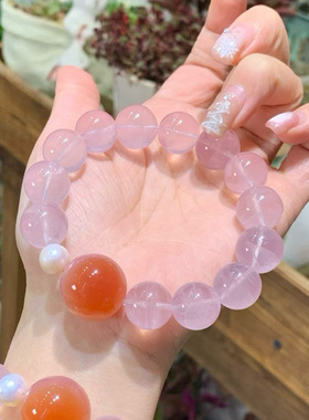 天然粉水晶手链女小众设计高级感