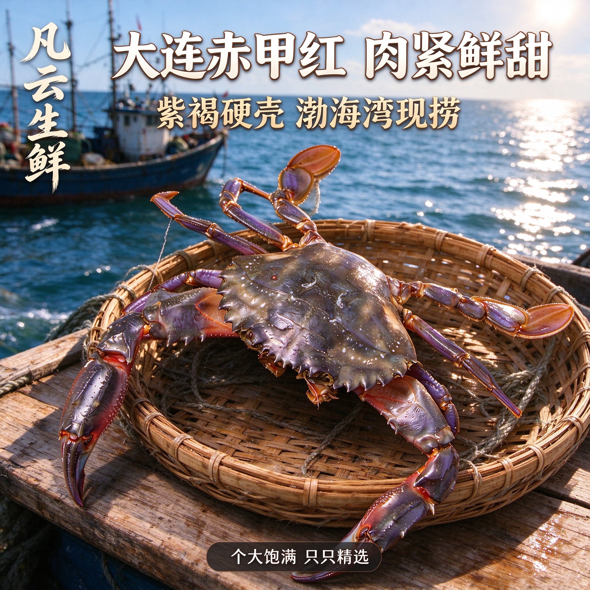 大连赤甲红螃蟹新鲜发货鲜石甲红超大花盖活非冻蟹石头蟹海蟹海鲜