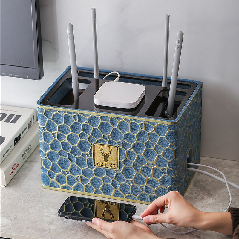 路由器收纳盒桌面wifi无线光猫盒子机顶盒电视柜电线插座插排收纳