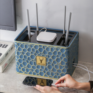 路由器收纳盒桌面wifi无线光猫盒子机顶盒电视柜电线插座插排收纳