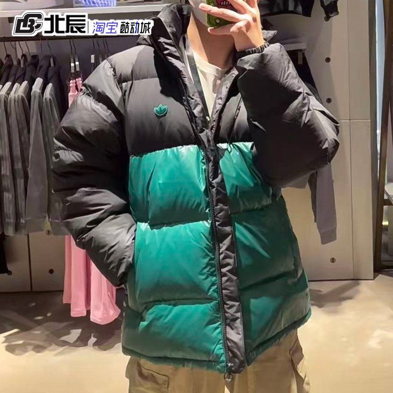 三叶草连帽加厚拼接撞色面包服