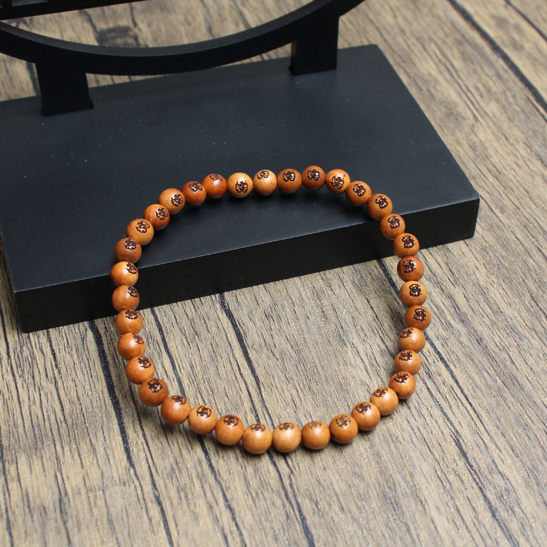 雷击枣木佛珠手串手持三十六雷36雷雕刻佛珠每一颗都有雷字道家