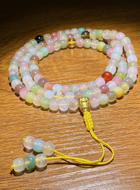 花道语阁五色财神天然玛瑙108颗佛珠手串念珠老型新中式毛衣链禅