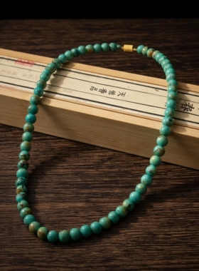 原创优化绿松石项链女小众设计感波西米亚绿松石锁骨链新中式国风