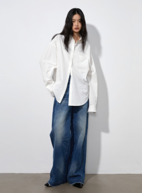 2LINKS｜清冷系宽松 挺括 设计感 纯白色 天丝棉质感衬衫