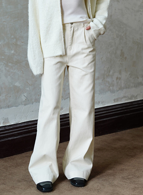 2LINKS｜中高腰 白色 全棉 质感 阔腿牛仔长裤