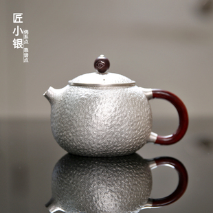 純銀999泡茶壺手工銀壺西施家用茶具足銀999純銀壺家用茶壺日式
