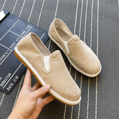 防臭 一脚蹬手工布鞋 老北京灯芯龙布鞋 男牛筋底休闲防滑透气学生鞋