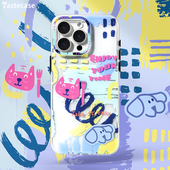 Tastecase放轻松涂鸦手机壳适用苹果iPhone16ProMax保护壳原创新款 15Pro可爱艺术彩色磨砂小众14防摔手机套