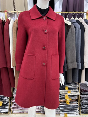 2025冬季新款双面羊绒大衣中长款毛呢外套中年妈妈装加肥大码宽松