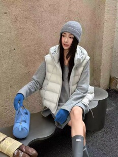 2026秋冬新款韩版宽松显瘦百搭无袖羽绒马甲女短款连帽背心外套