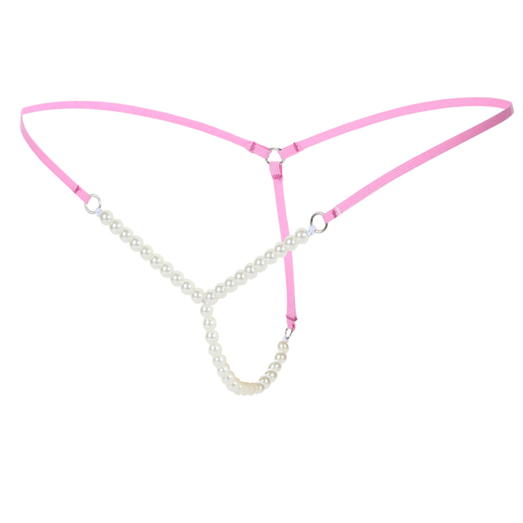 1条包邮 另类内裤女透明露性感丁字裤女式珍珠火辣真人诱惑t裤