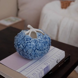 饰 Lovely.重工绣球花瓶无尽夏手绘浮雕陶瓷鲜切花水培小花瓶装