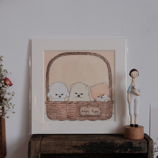 饰画 授权皮革插画原创治愈系动物系列微喷装 Lovely.正版