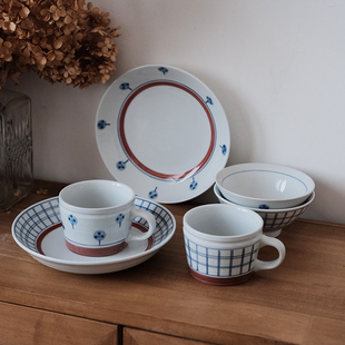 春山系列陶瓷深盘咖啡杯米饭碗 Lovely.手绘釉下彩日式