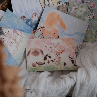 Hi Lovely.酉阿丙治愈系小动物闪闪亮明信片卡片温暖你的礼物