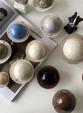 Lovely设计师复古星球圆形纯手工金色陶瓷戒指收纳盒首饰盒小摆件