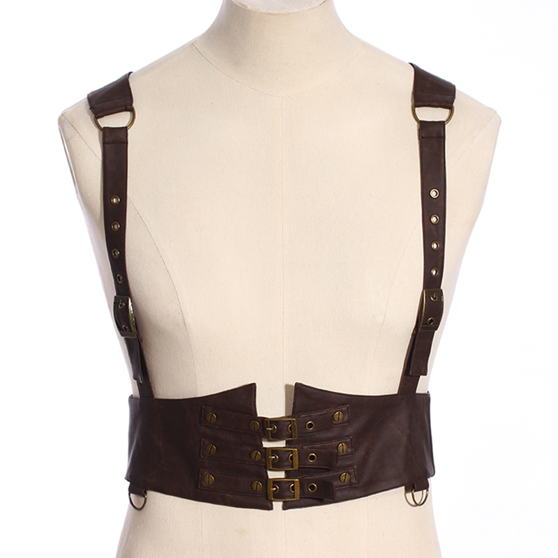 蒸汽朋克哥特gothic皮马甲齿轮