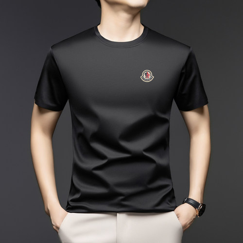 正品蒙口柒男士短袖T恤夏季高端26新款桑蚕丝圆领宽松休闲无痕T恤