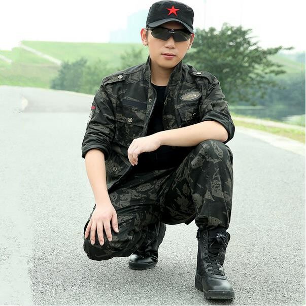 特种兵黑鹰迷彩作训服正品纯棉加厚迷彩服套装军装男